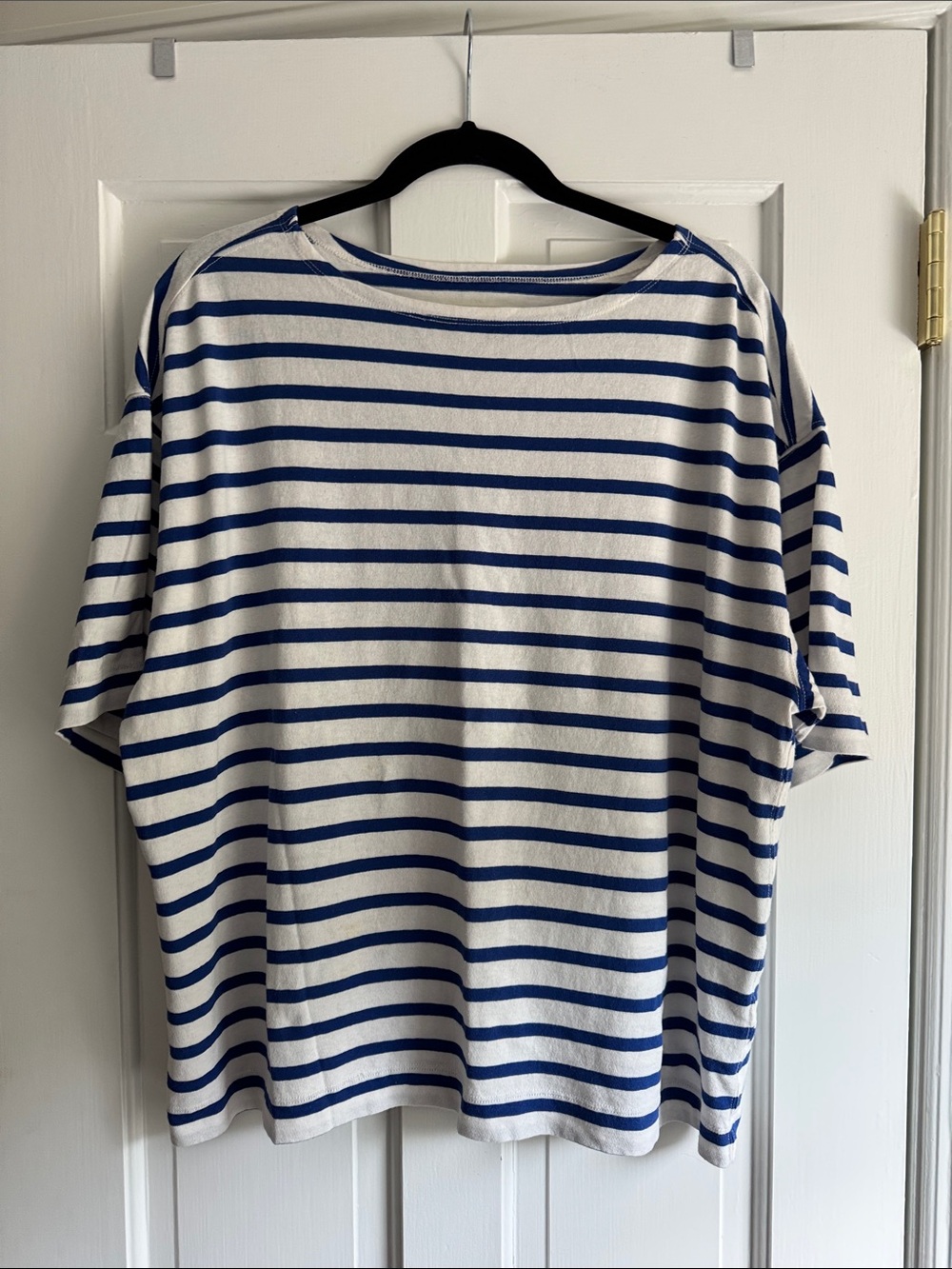 Everlane Women’s Blue & White Striped Crewneck Shirt